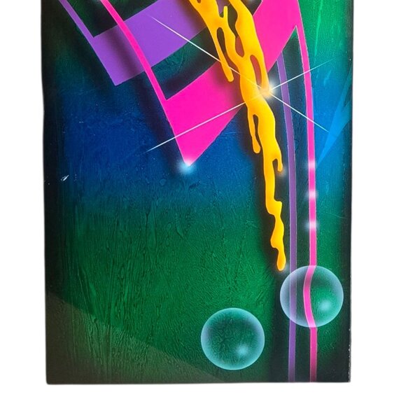 Modern Abstract Wall Art Metal 1990s Memphis Style 24 x 12 Green Blue Decor - Picture 14 of 16